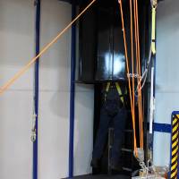 A student being rescued during a rescue simulation